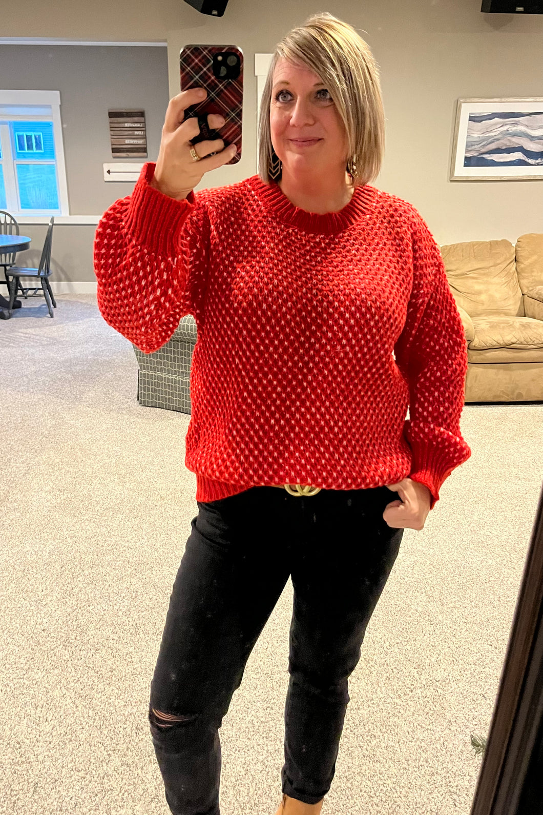 Red Textured Sweater