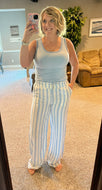 Light Blue Striped Linen Pants