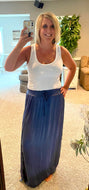 Blue Satin Maxi Skirt