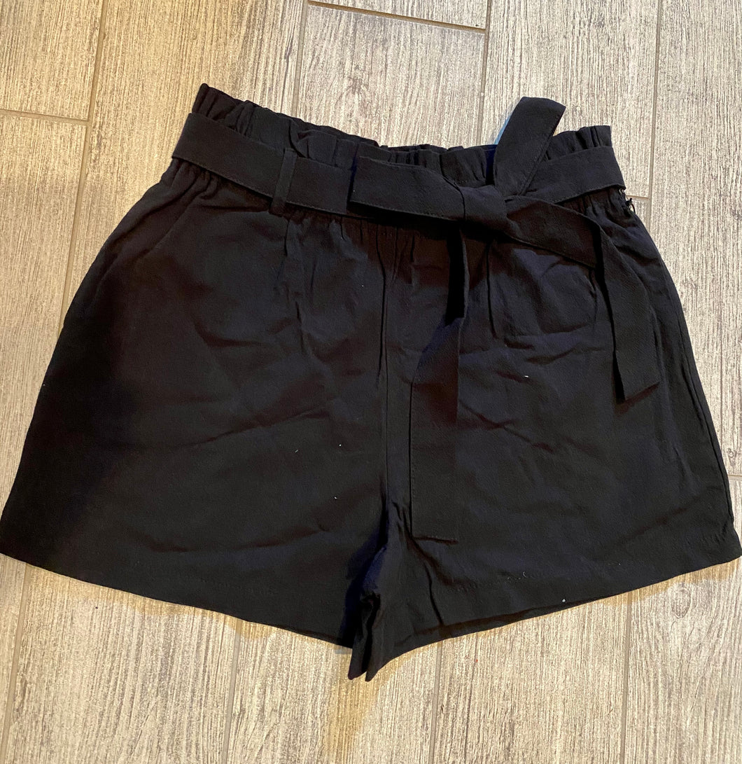 Black tie ribbon shorts