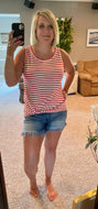 Red Striped Twist Tank