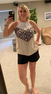Beige Animal print halter tank top