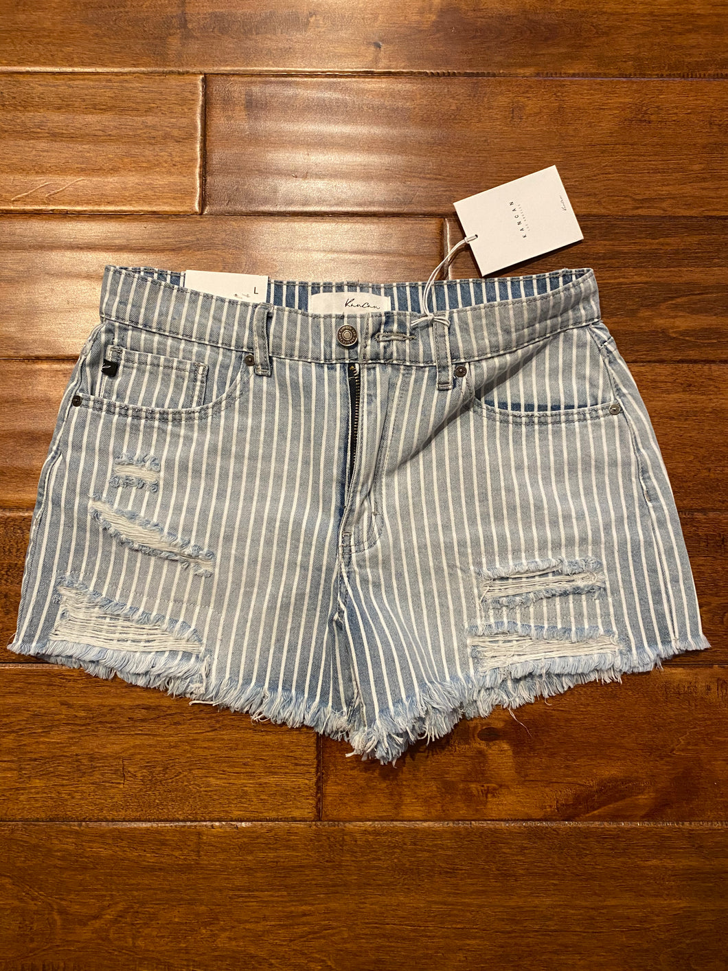 Kan Can Striped Denim Jean Shorts