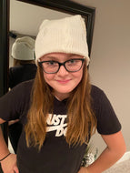 White Distressed Beanie Stocking Hat