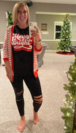 3/4 Sleeve Candy Cane Stripe Snap Cardigan