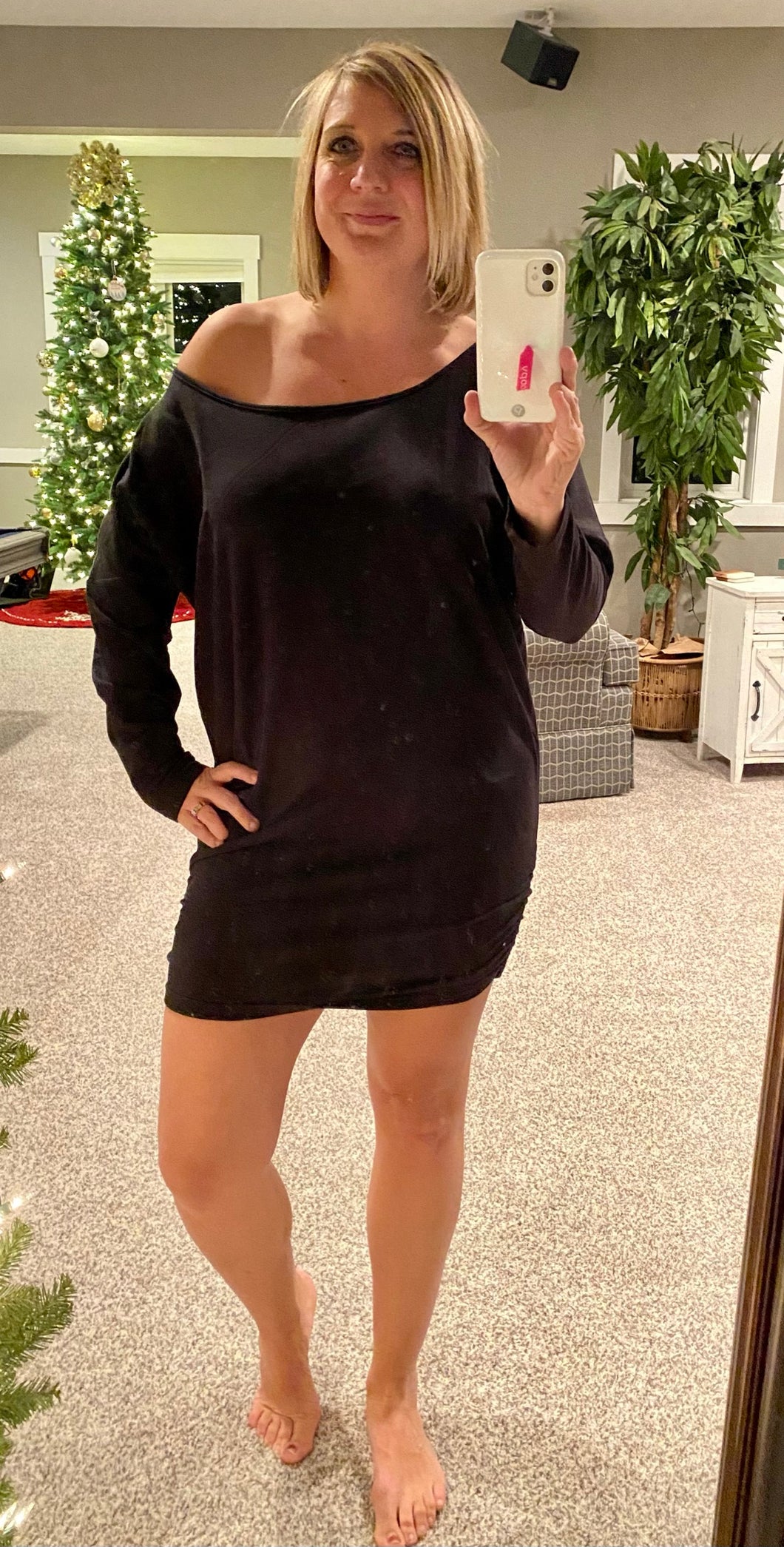 Black Dolman Off The Shoulder Dress