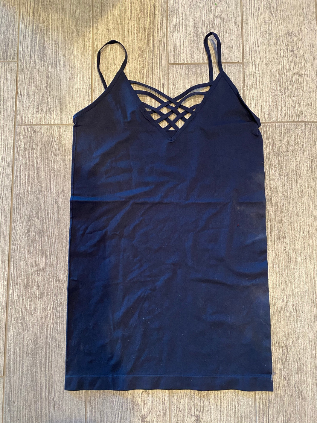 Navy Criss Cross Spandex Layering Tank