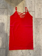 Red Spandex Criss Cross Layering Tanks