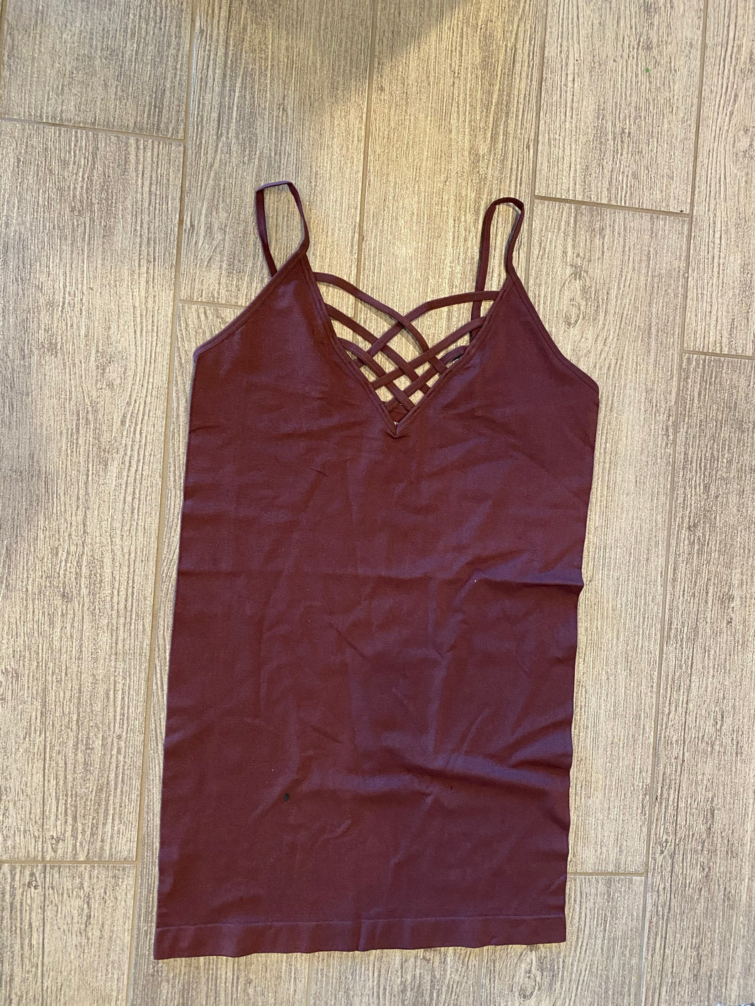 Eggplant Spandex Criss Cross Layering Tanks