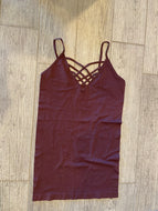 Eggplant Spandex Criss Cross Layering Tanks