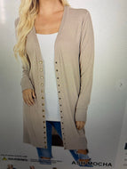 Ash Mocha Long Snap Cardi