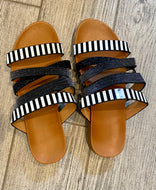 Black and White Stappy Sandals