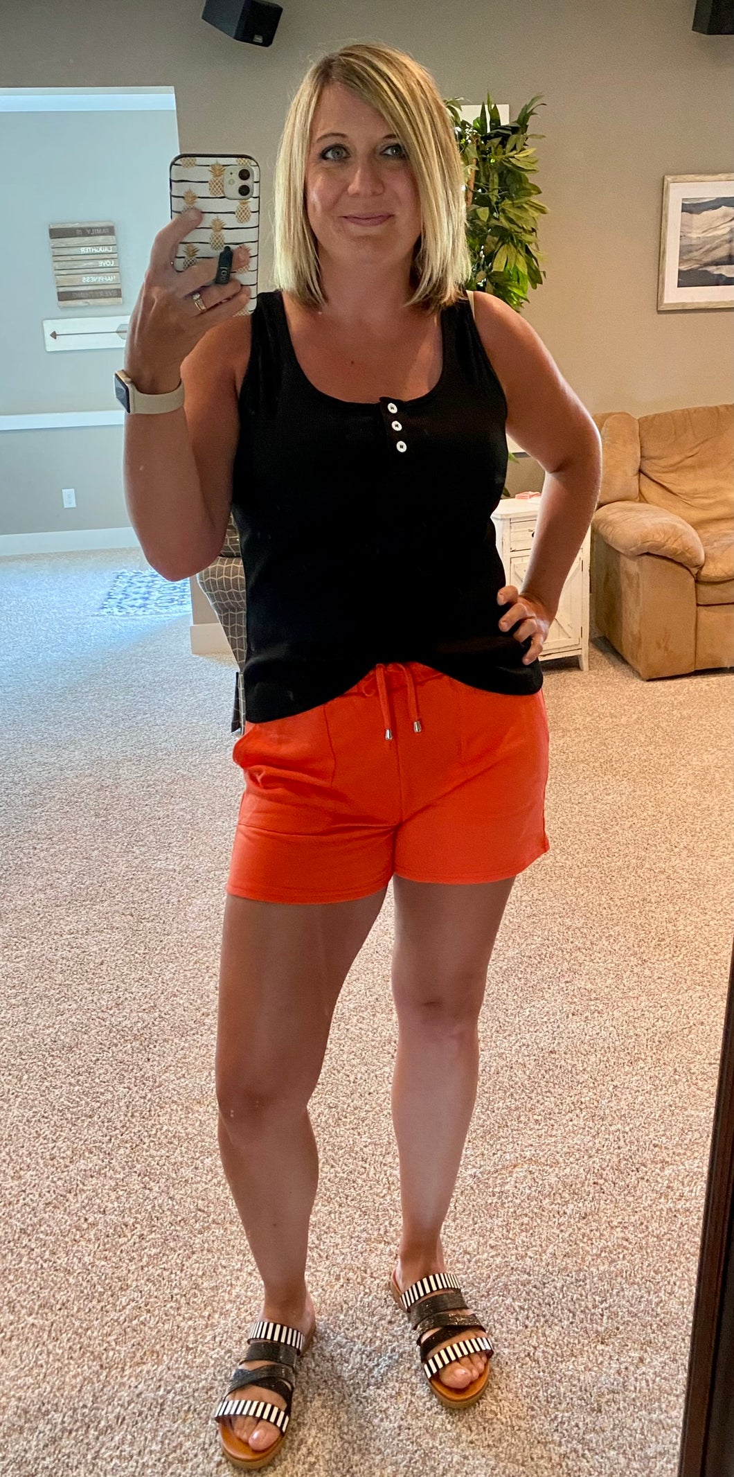 Orange Cotton Shorts