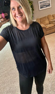 Black Mono B Striped Mesh Tee