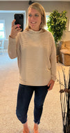 Oatmeal Ribbed Mock Neck Dolman Shirt