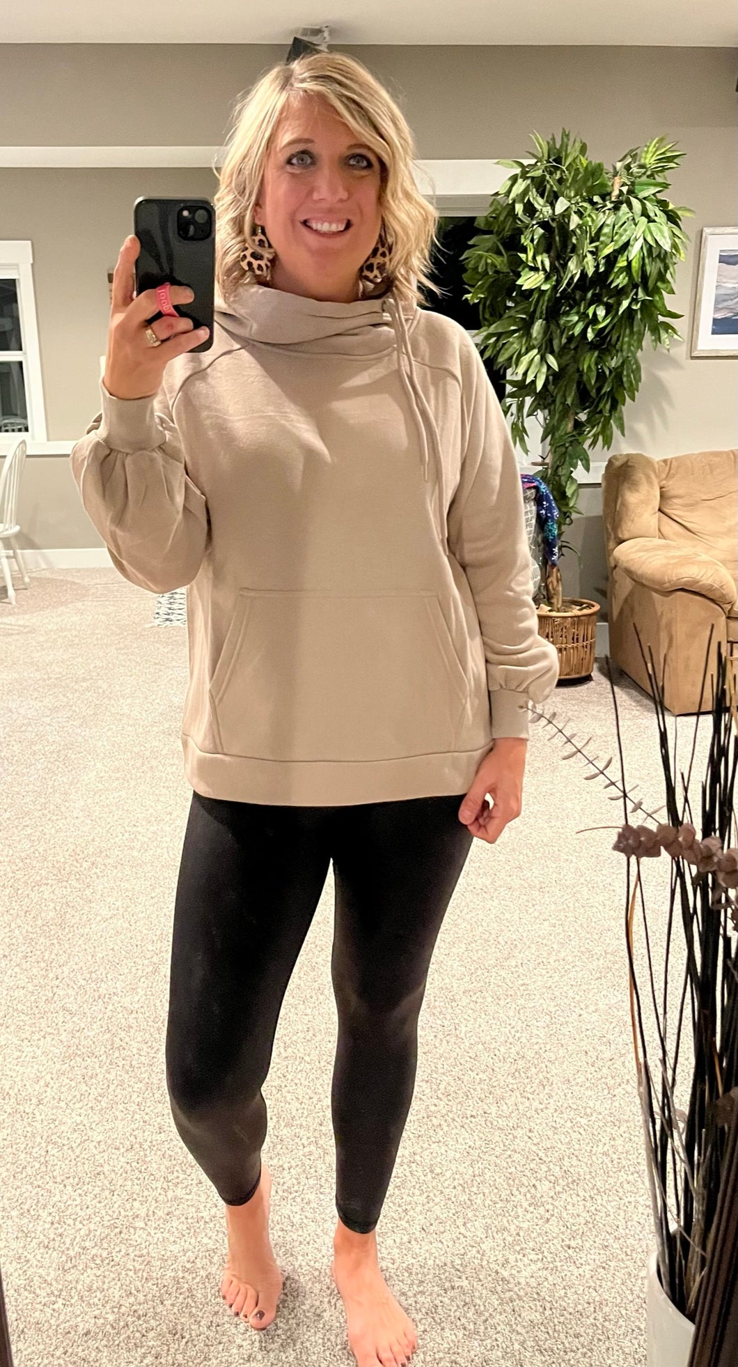 Ash Mocha Side Tie Hoodie