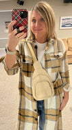 Khaki Ribbed Shoulder Bag