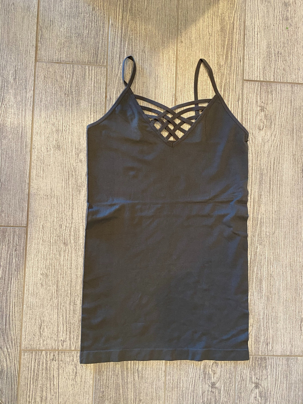 Charcoal Gray Spandex Criss Cross Layering Tanks