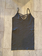 Charcoal Gray Spandex Criss Cross Layering Tanks