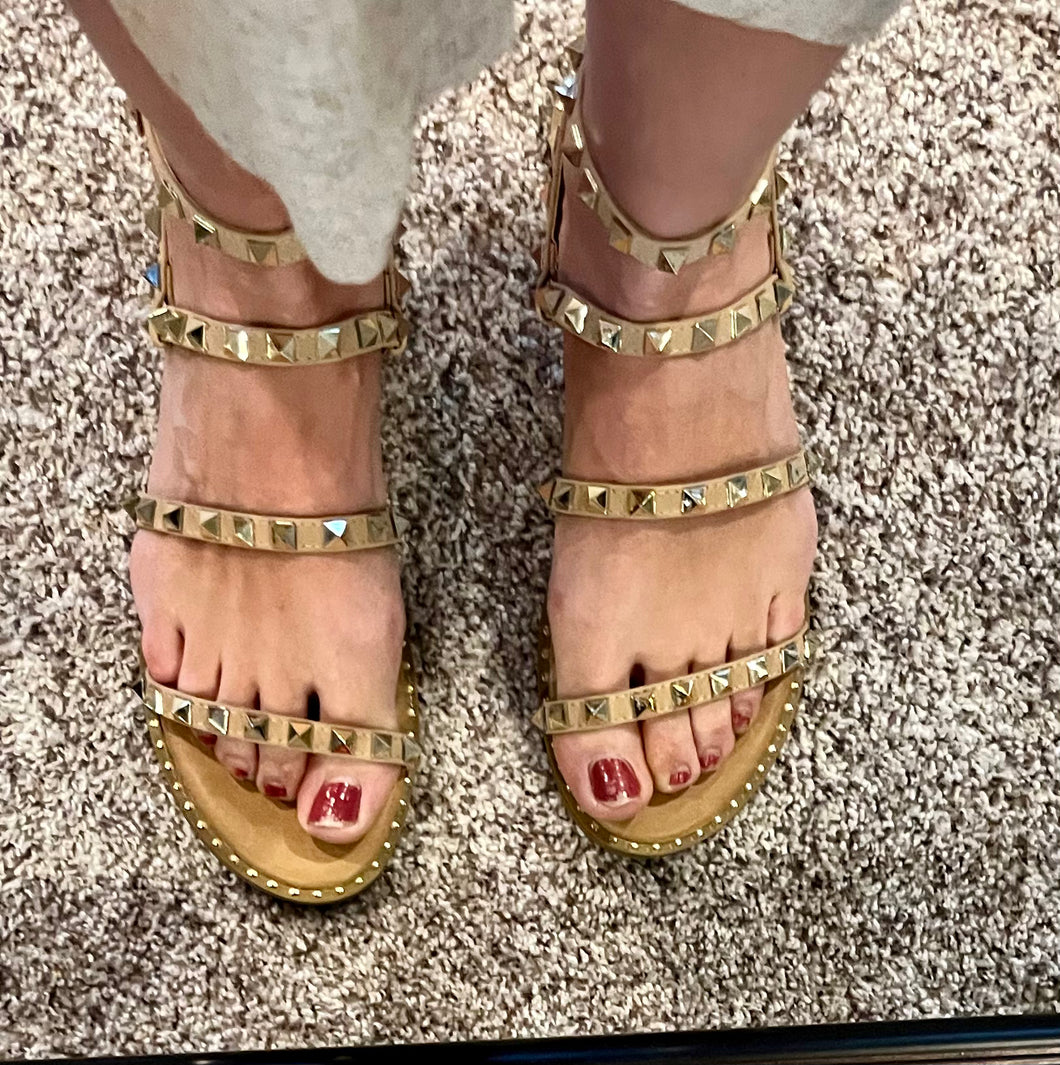 Beige Studded Sandals