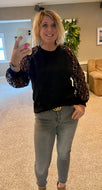 Black Blouse with Lace Sleeves